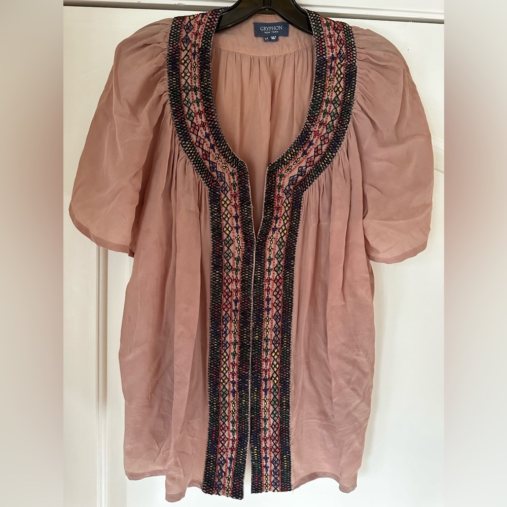 Gryphon silk short sleeved blouse